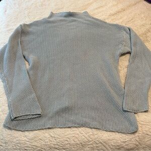 Bryn Walker Cozy Knit Sweater Light Blue Crew Neck 100% Cotton Fall Sz Small